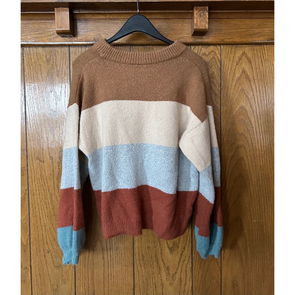 Cozy Colorblock Striped Boucle Knit Sweater - Picture 3 of 6